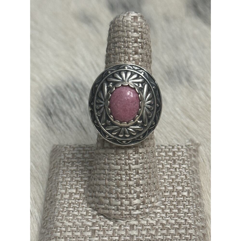 Carolyn Pollack Relios Sterling Silver Pink Rhodochrosite Concho Dome Ring 7 - Picture 2 of 12
